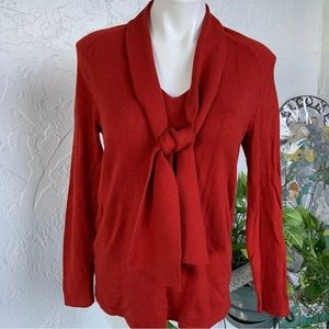 CHICOS V-Neck Sweater with Detachable Scarf Collar, Long-Sleeved